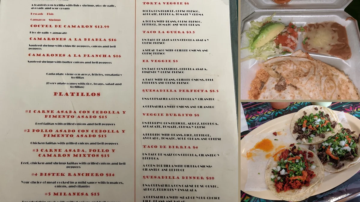 Counter service area with Mexican dishes.